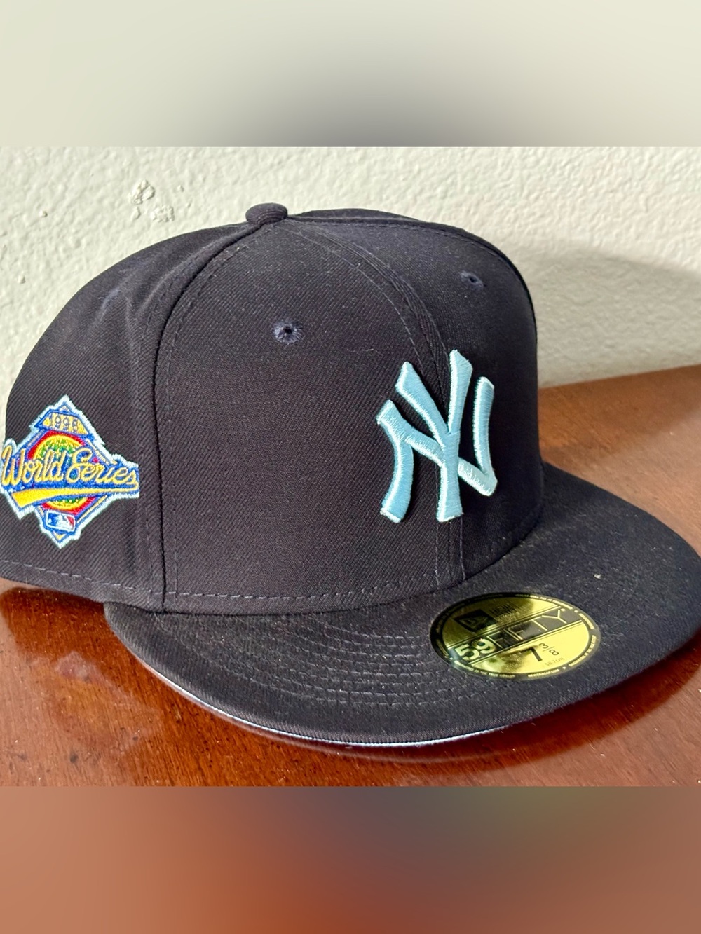 NEW YORK YANKEES HAT NY New Era Cloud Under World Series 59Fifty Clouds UV 7 3/8
